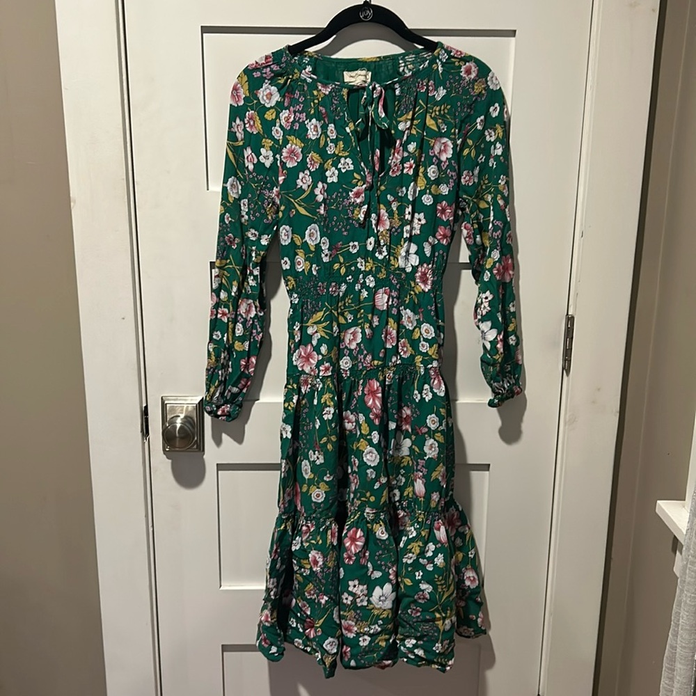 Urban Outfitters Green Floral Midi Dress